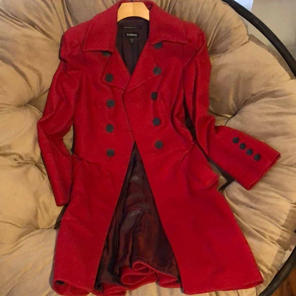 Bebe Red Wool Coat